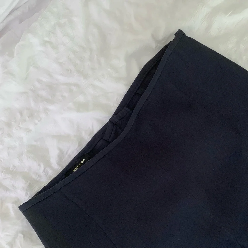 Escada Navy 100% Silk Wide Leg Pants - Picture 8 of 15